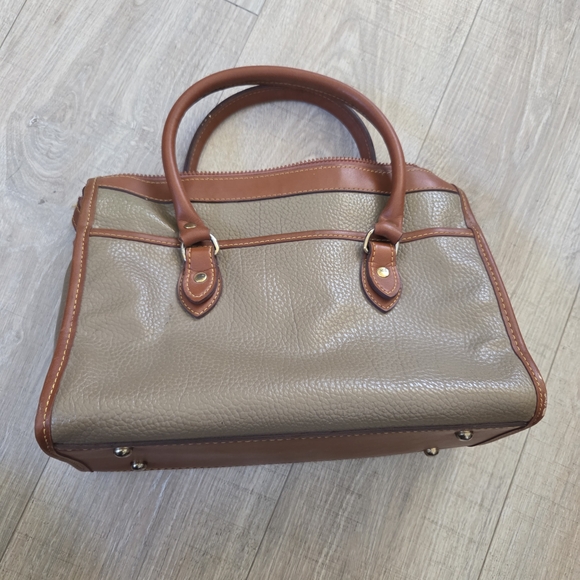 Dooney & Bourke Pebbled Leather Satchel in Taupe with Brown Trim - Picture 2 of 7